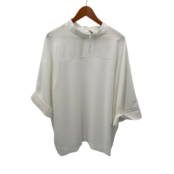 Asos Curve NWT White Mock Neck Cuffed Sleeve Blouse // 22 - Picture 1 of 9